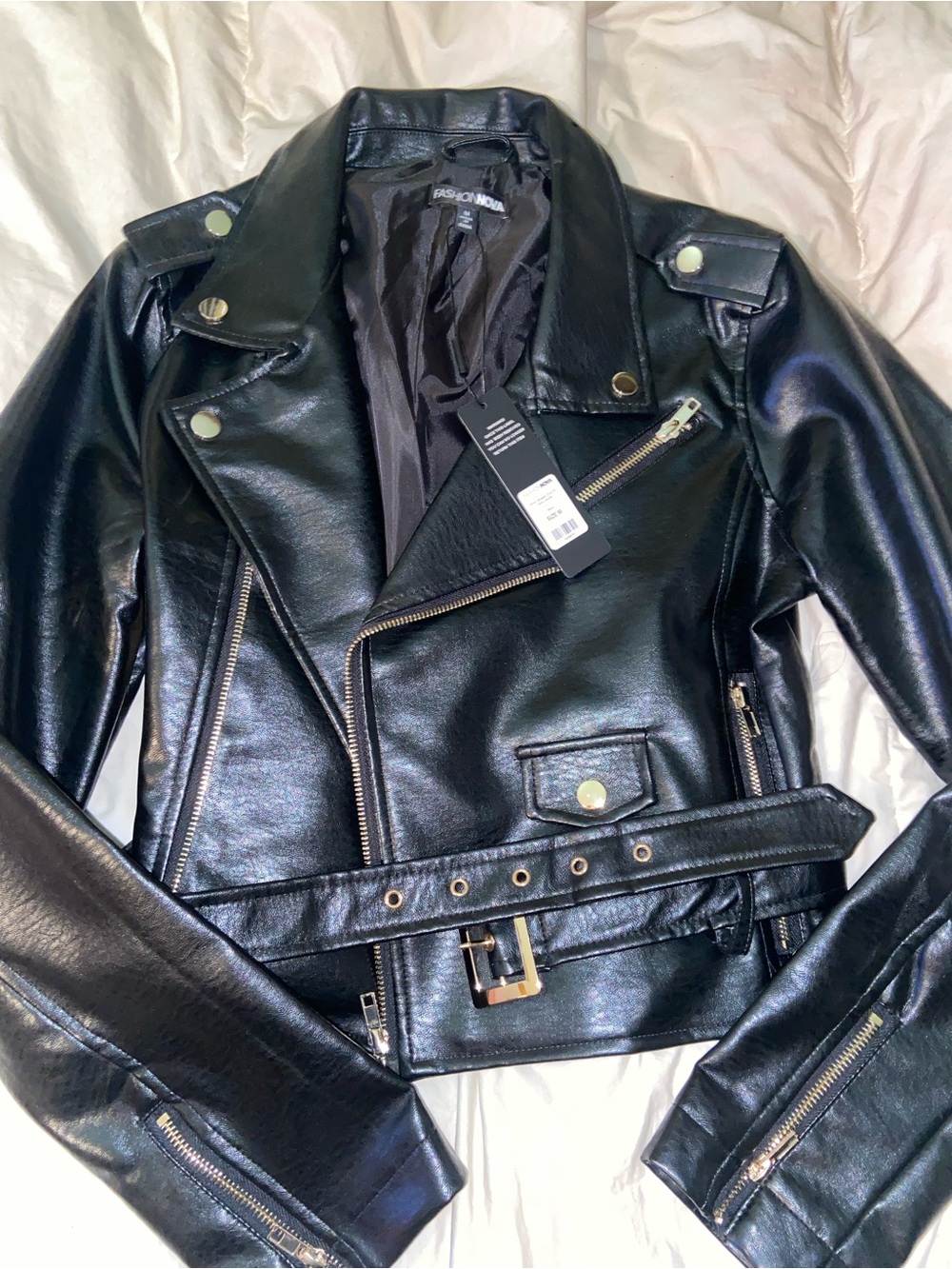 Women’s Black Faux Leather Moto Jacket - Fashion Nova